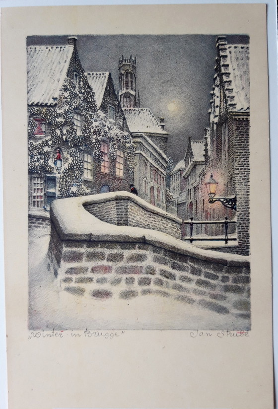 Image 1 of Jan Strube - Winter in Bruges lithograph