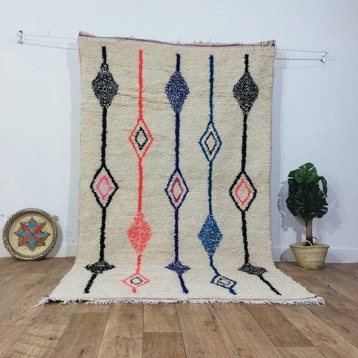 Multicolored Berber rug in natural wool