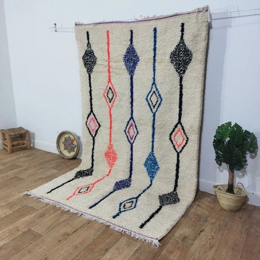 Multicolored Berber rug in natural wool
