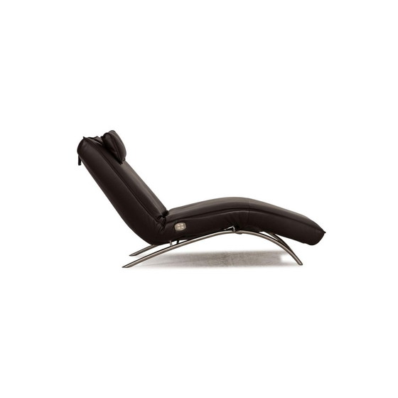 Image 1 of Konoir Electrically adjustable, black leather recliner