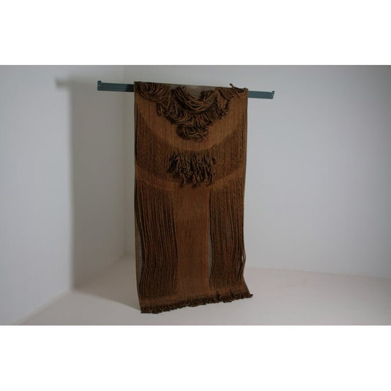 Image 1 of Abstract vintage wall tapestry in vegetal fiber, 1970