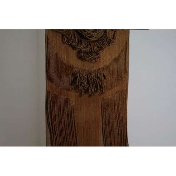 Image 1 of Abstract vintage wall tapestry in vegetal fiber, 1970