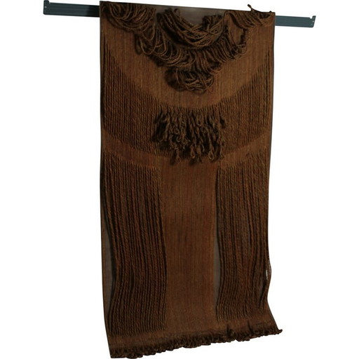 Abstract vintage wall tapestry in vegetal fiber, 1970