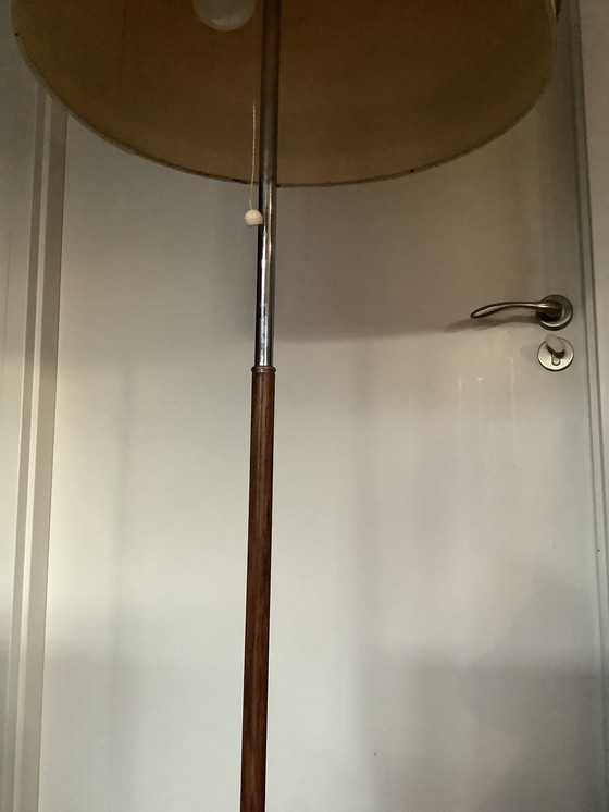 Image 1 of Herda Holland Vintage Floor Lamp Wood & Chrome '60s
