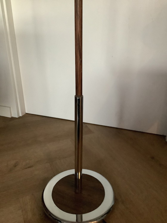 Image 1 of Herda Holland Vintage Floor Lamp Wood & Chrome '60s