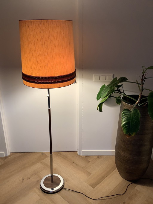 Herda Holland Vintage Floor Lamp Wood & Chrome '60s
