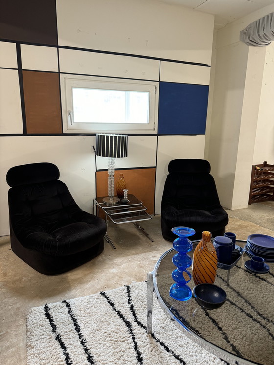 Image 1 of 2 fauteuils vintage en velours