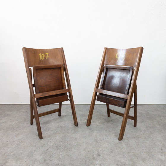 Image 1 of Pair Of Vintage Thonet Folding Cinema Chairs, 1930S