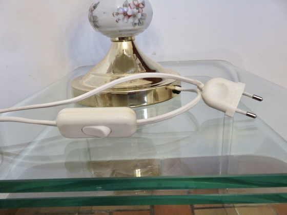 Image 1 of Bouquet De Fleurs" lamp Brass, porcelain, 1980