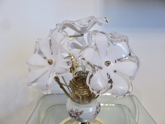 Image 1 of Bouquet De Fleurs" lamp Brass, porcelain, 1980