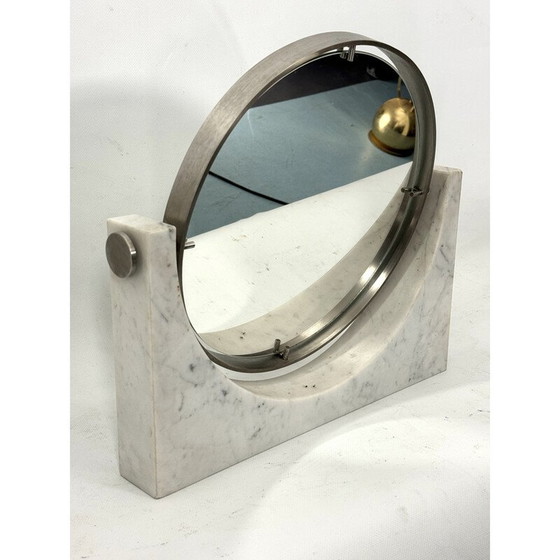 Image 1 of Specchio da toeletta vintage in marmo di Carrara di Angelo Mangiarotti, Italia 1960