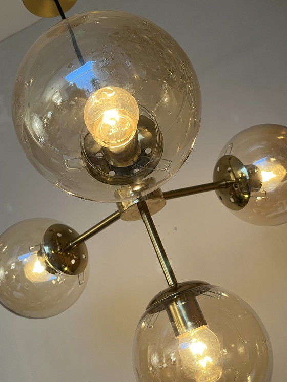 Image 1 of Glass Bulbs Pendant Lamp Golden Glow Brass Frame