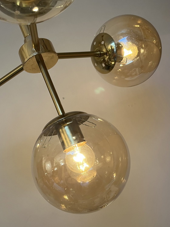 Image 1 of Glass Bulbs Pendant Lamp Golden Glow Brass Frame