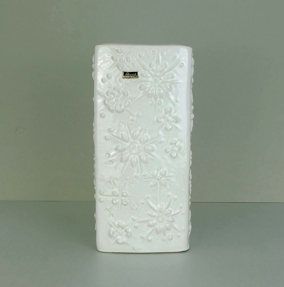 Image 1 of  scheurich vase "kosmos" white glaze sputnik pattern model 263-31