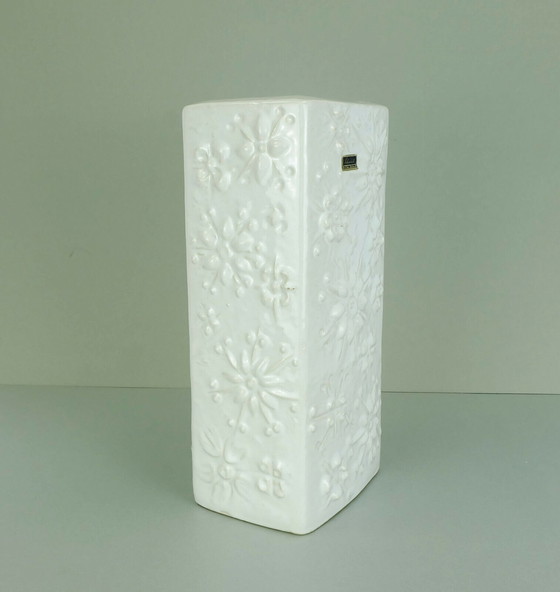 Image 1 of  scheurich vase "kosmos" white glaze sputnik pattern model 263-31