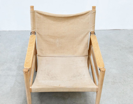 Image 1 of Set of two oak and linnen safari chairs