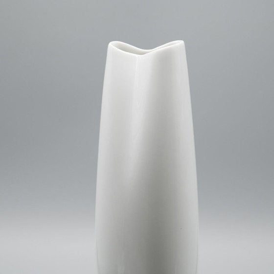 Image 1 of Xl Hutschenreuther Glossy Asymmetrical Porcelain Vase Duo 36Cm +28Cm 70S Vintage