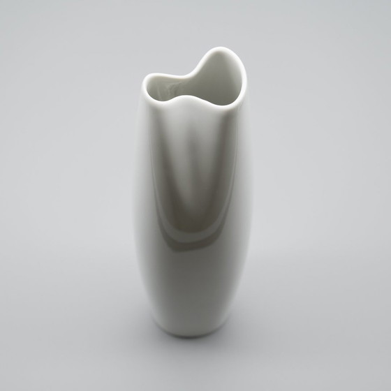 Image 1 of Xl Hutschenreuther Glossy Asymmetrical Porcelain Vase Duo 36Cm +28Cm 70S Vintage