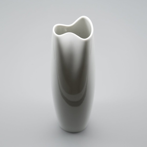 Image 1 of Xl Hutschenreuther Glossy Asymmetrical Porcelain Vase Duo 36Cm +28Cm 70S Vintage