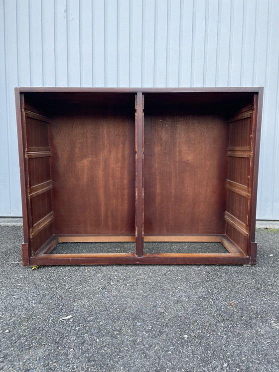 Image 1 of Mid - Century Teak And Gold Brass Chest Of Drawers In The Henredon Style