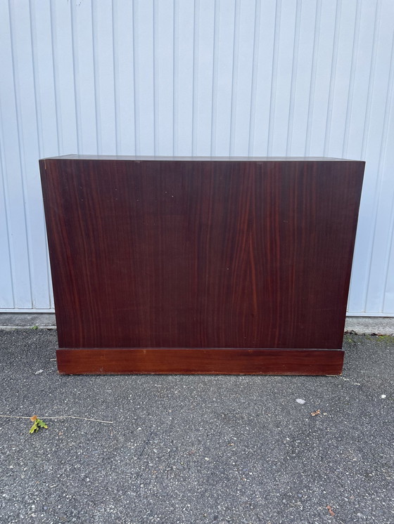 Image 1 of Mid - Century Teak And Gold Brass Chest Of Drawers In The Henredon Style