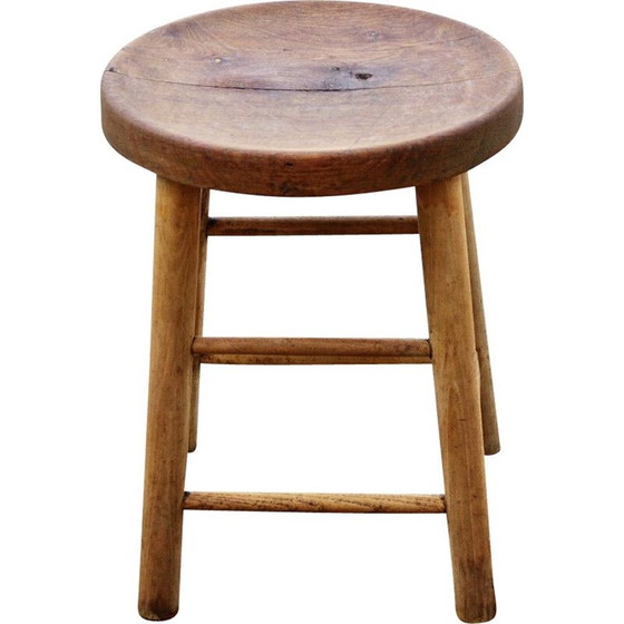 Image 1 of Vintage oakwood stool by Maison Hurel Paris, 1960