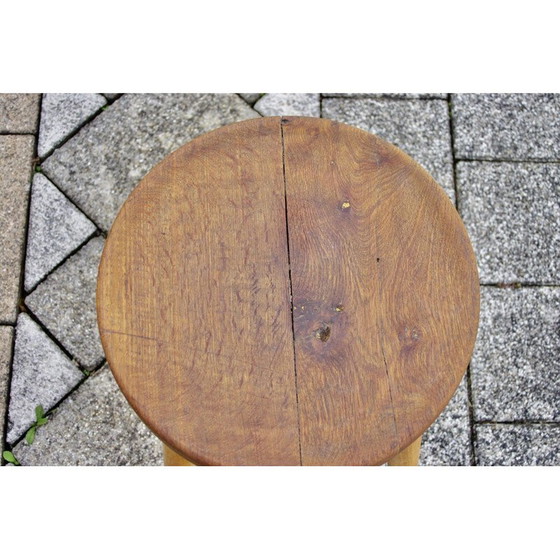 Image 1 of Vintage oakwood stool by Maison Hurel Paris, 1960