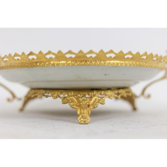 Image 1 of Vintage Canton porcelain and bronze plate, 1880s