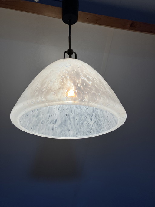 Glashutte Limburg Germany, Design Pendant Lamp Brass And Glass