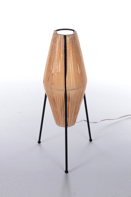 Vintage Table lamp with sissal on a tripod,1960