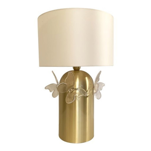 Contemporary Transparent Butterfly Murano Glass Table Lamp