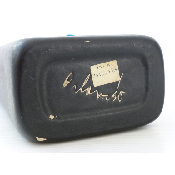 Image 1 of Vintage black ceramic vase by Denise Orlando, 1950