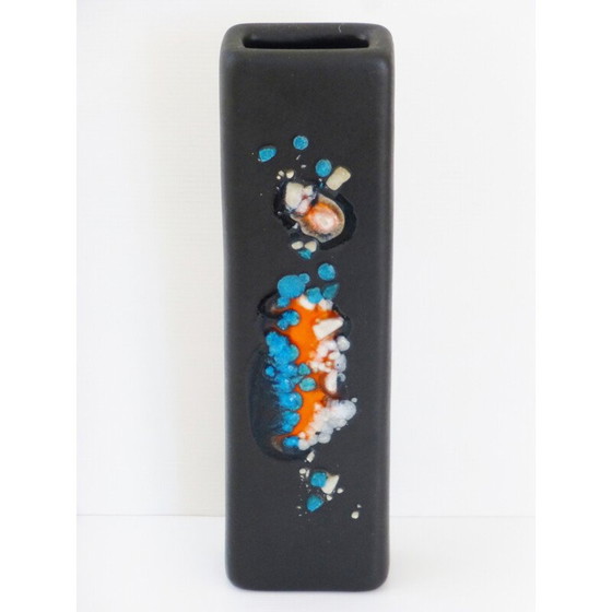 Image 1 of Vintage black ceramic vase by Denise Orlando, 1950