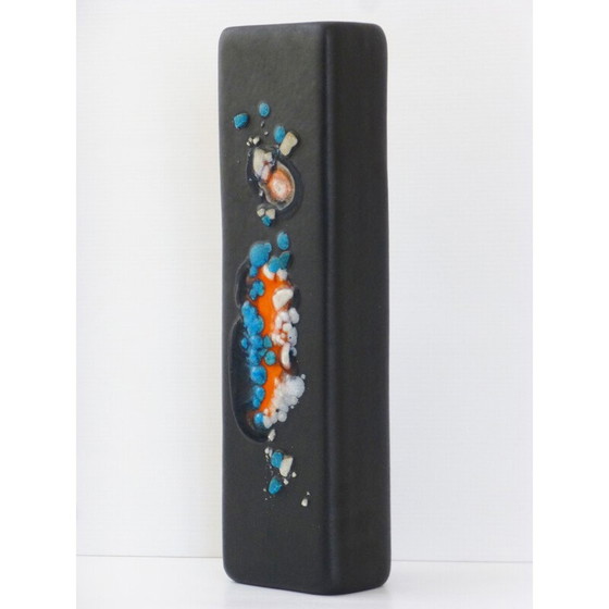 Image 1 of Vintage black ceramic vase by Denise Orlando, 1950