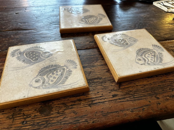 Image 1 of Vintage Sphinx Tile Coasters Tiles Fish