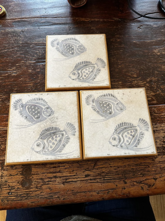 Image 1 of Vintage Sphinx Tile Coasters Tiles Fish