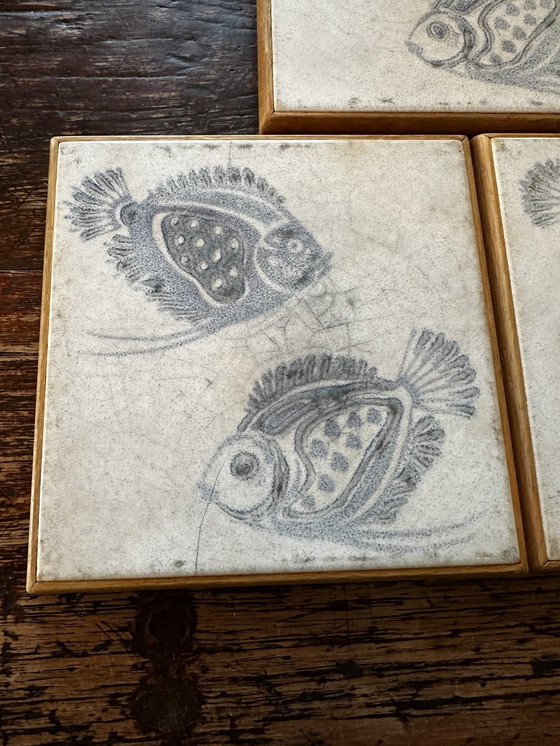 Image 1 of Vintage Sphinx Tile Coasters Tiles Fish