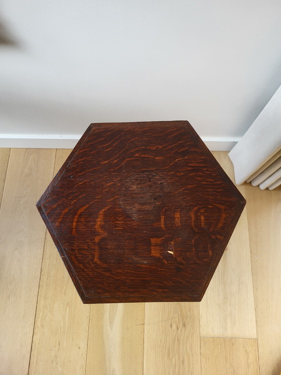 Image 1 of Art Deco Hexagonal Side Table Or Plant Stand, Wood