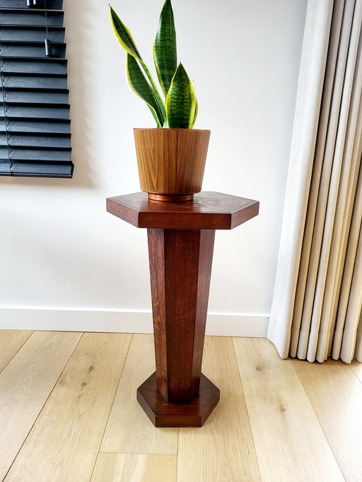 Art Deco Hexagonal Side Table Or Plant Stand, Wood