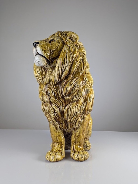 Image 1 of Glazed Terracotta Lion Sculpture, Italy, 1960S