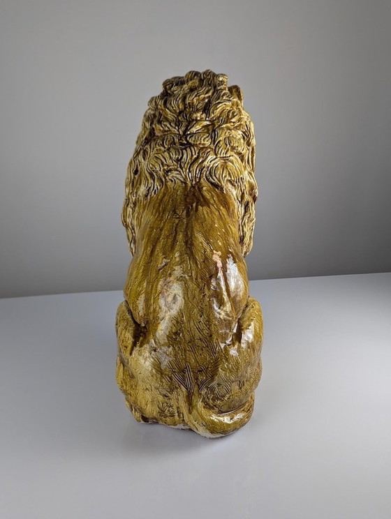 Image 1 of Glazed Terracotta Lion Sculpture, Italy, 1960S