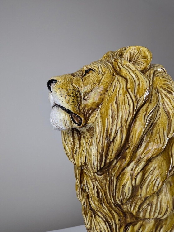 Image 1 of Glazed Terracotta Lion Sculpture, Italy, 1960S