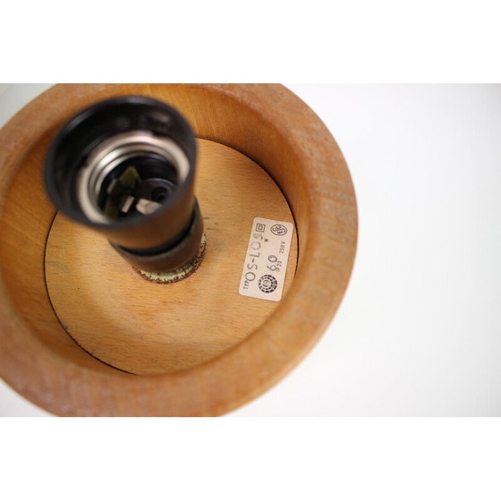 Image 1 of Vintage milk glass and wood table lamp by Ivan Jake for Osvetlovaci Sklo, 1960