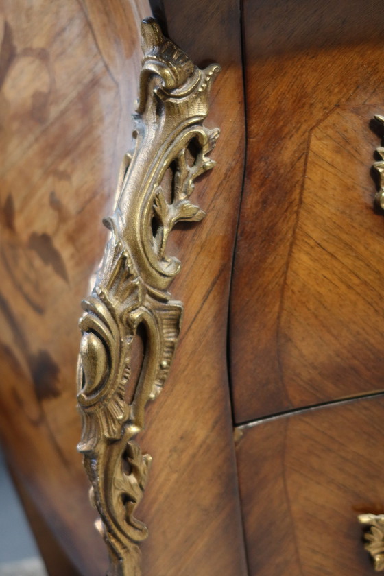 Image 1 of Tomb style chest of drawers with pink marble top