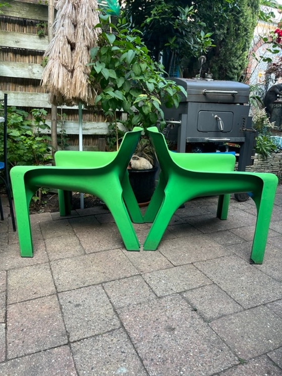 Image 1 of 2 x green artemide vicario chair by Vico Magistretti