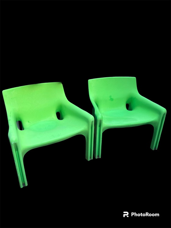 Image 1 of 2 x green artemide vicario chair by Vico Magistretti