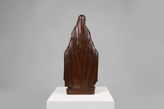 Image 1 of Grande statua della Madonna in gesso dipinto in bronzo, Belgio, anni '30