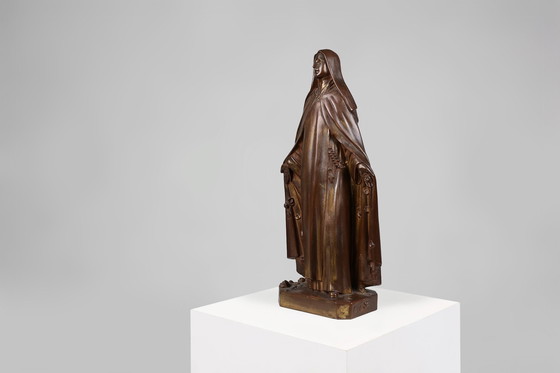 Image 1 of Grande statua della Madonna in gesso dipinto in bronzo, Belgio, anni '30