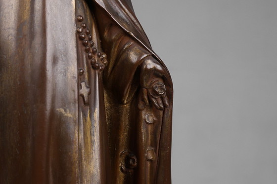 Image 1 of Grande statua della Madonna in gesso dipinto in bronzo, Belgio, anni '30