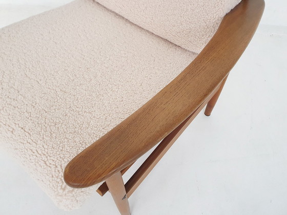 Image 1 of Scandinavian Modern Lounge Chair With Teddy Upholstery, Denmark, 1960'S